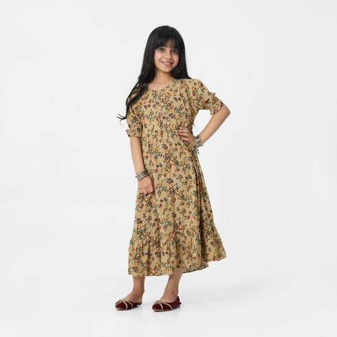 Brown Printed Dress